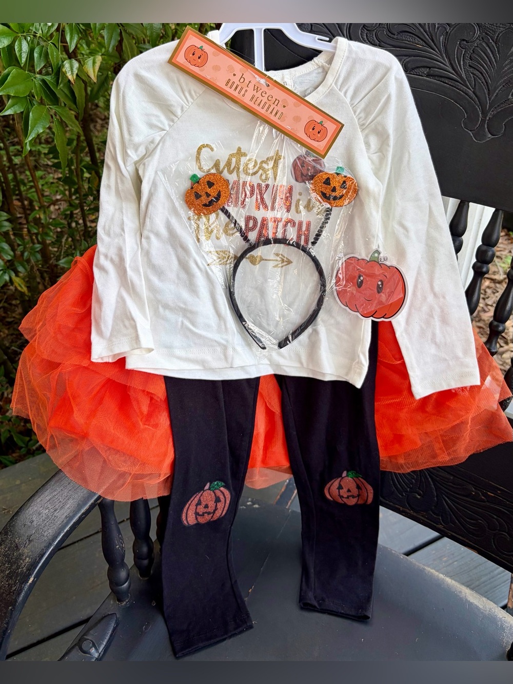 NWT BTWEEN Cute Pumpkin Patch Kids Costume Set - Orange & White - Adorable Tutu🎃